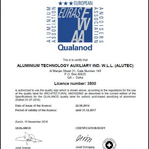 Image of Qualanod Certificate