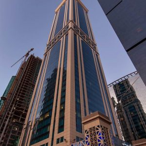 Image of Facade curtain wall glass at kempinski residences Qatar