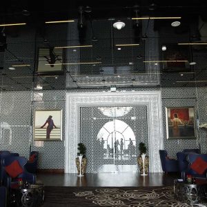 Image of perforated design pattern glass wall cladding at marza malaz kempinski Qatar