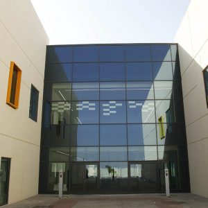 Image of Entrance Door with Curtain Wall at Qatar Academy