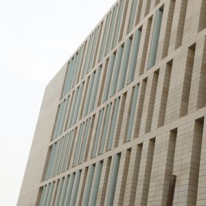 Image of Curtain wall with glass fins at Simulation Center Qatar