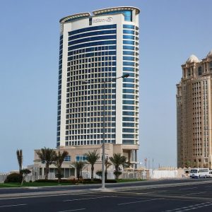 Front view of Curtain Wall at Hilton Doha Project