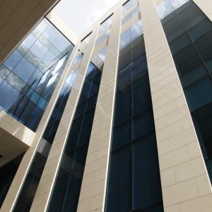 Image of Decorative Airfoil Louver & Stick Curtain Wall at General Cargo Terminal Qatar